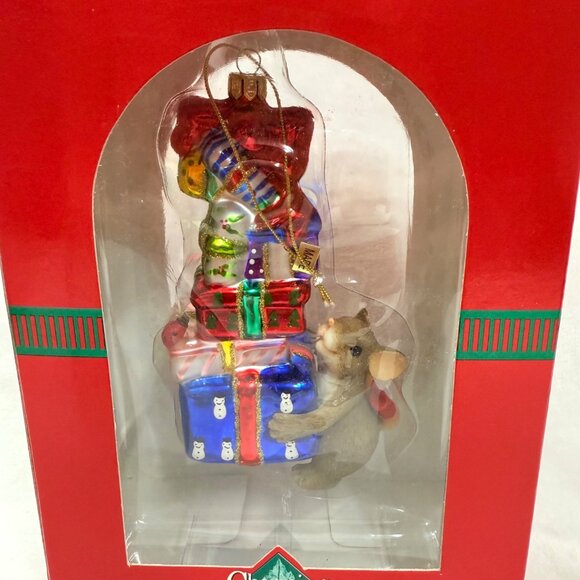 Vintage Charming Tails Glass Ornament "Stacks Of Joy" by Fitz & Floyd - Picture 7 of 8